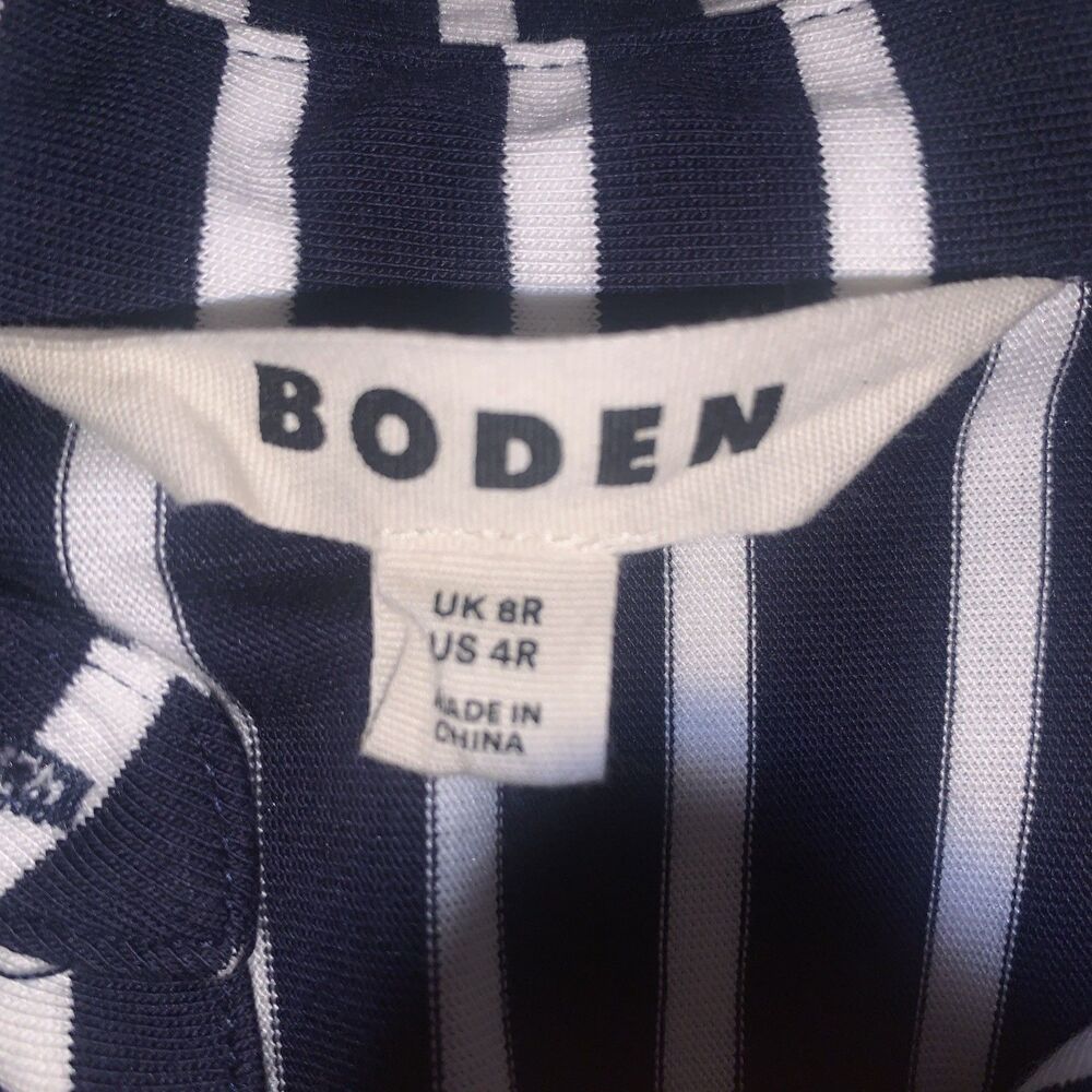 Boden Marcia Shirt Midi Dress Womens 8R Navy White Stripe Jersey Office Preppy - Picture 8 of 13